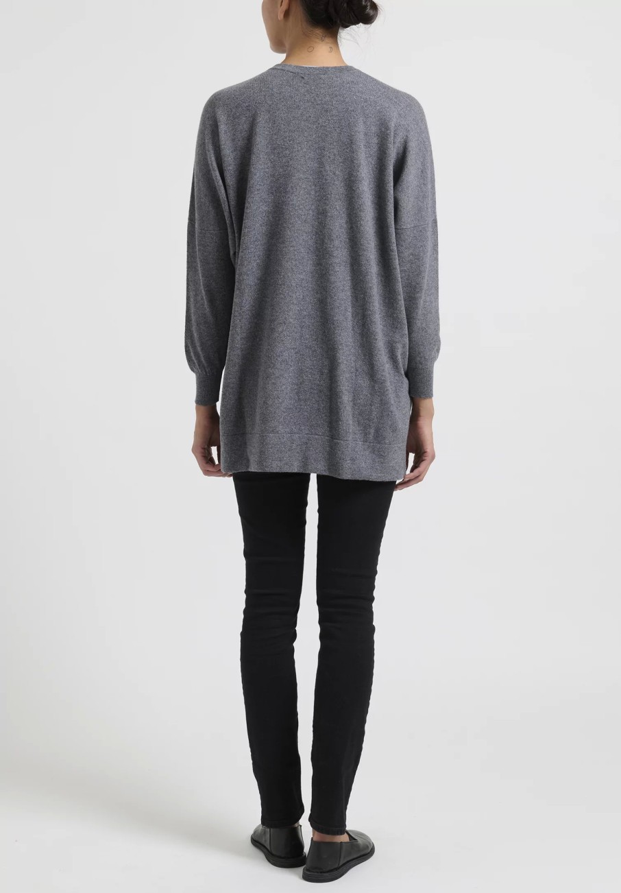 Hania New York Knitwear | Cashmere Marley Crewneck In Smog Grey