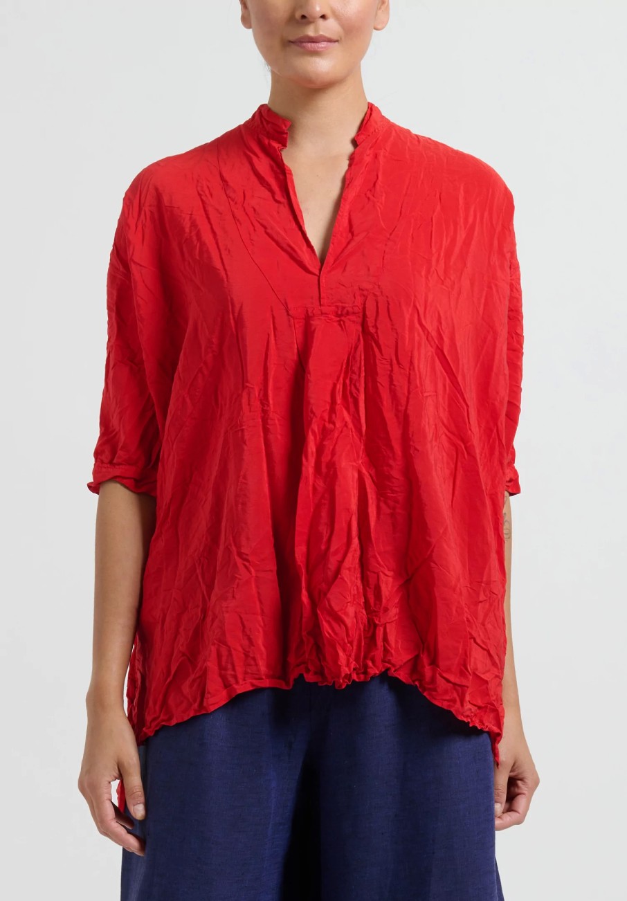 Daniela Gregis Tops | Washed Silk Honey Kora Top In Red