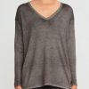 Avant Toi Knitwear | Hand-Painted Cashmere & Silk V-Neck Sweater In Nero Mushroom Grey