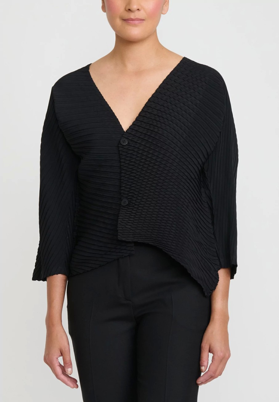 Issey Miyake Tops | Concretion Pleats Cardigan In Black