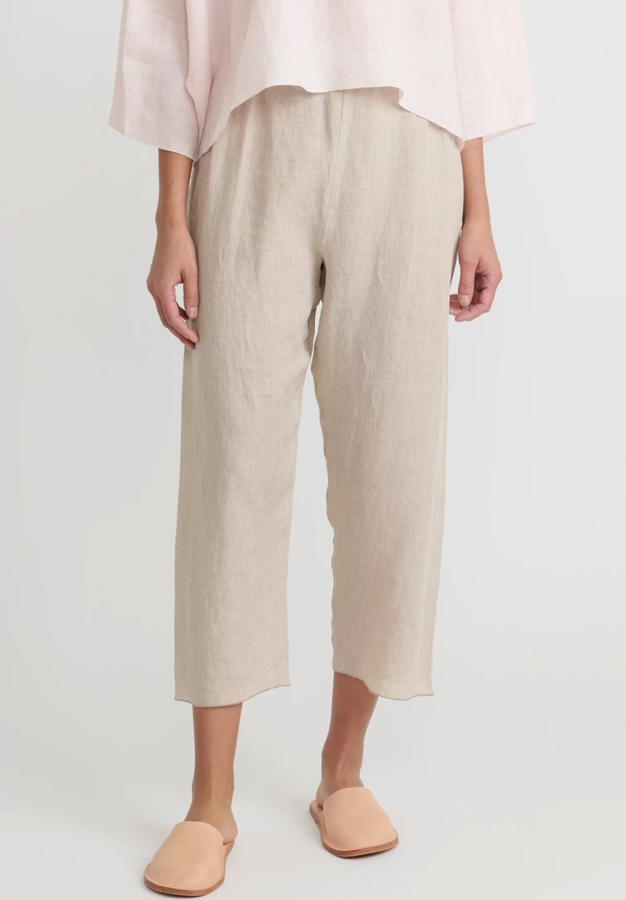 Shi Cashmere Pants | Shi Linen Cropped Pants In Natural