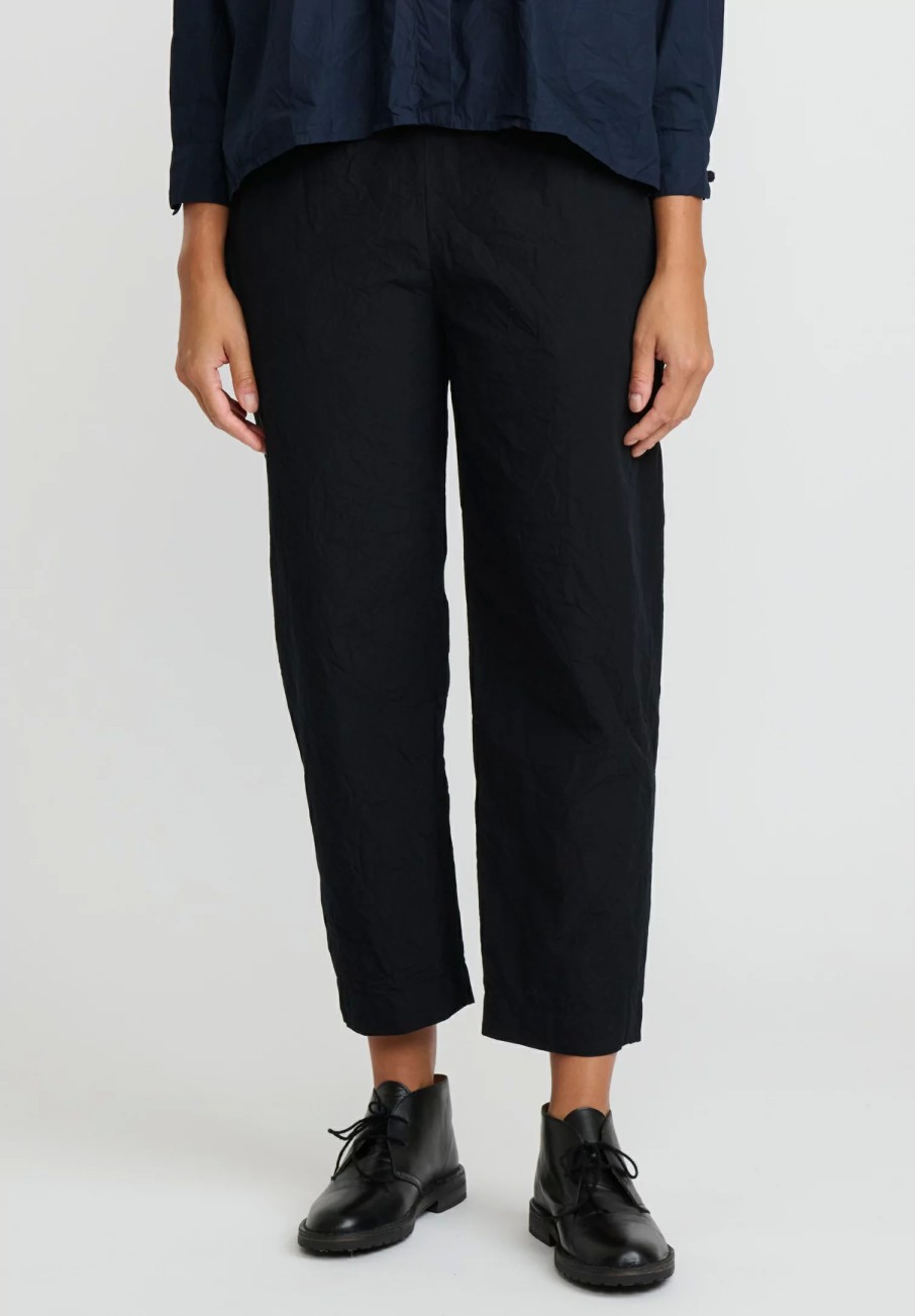 Daniela Gregis Pants | Washed Cotton Sigaretta Elastico Pants In Nero Black