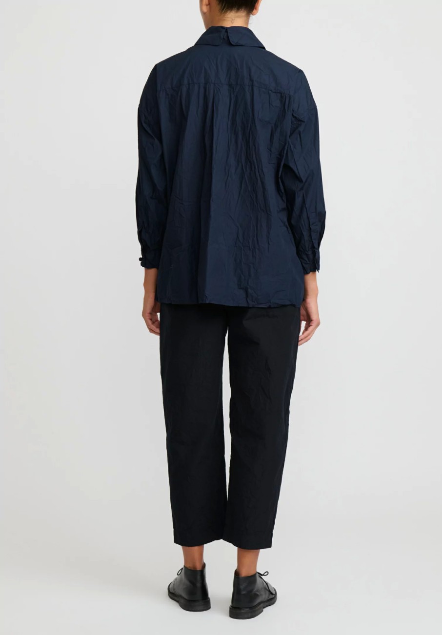 Daniela Gregis Pants | Washed Cotton Sigaretta Elastico Pants In Nero Black