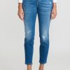 Closed Denim | Baker Mid-Rise Distressed Jeans In Mid Blue