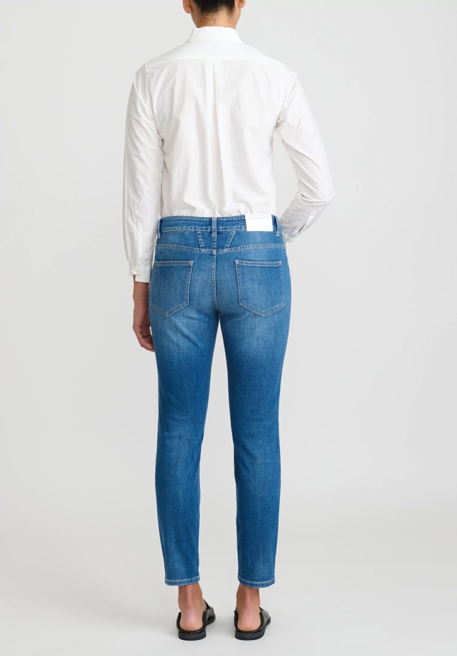 Closed Denim | Baker Mid-Rise Distressed Jeans In Mid Blue