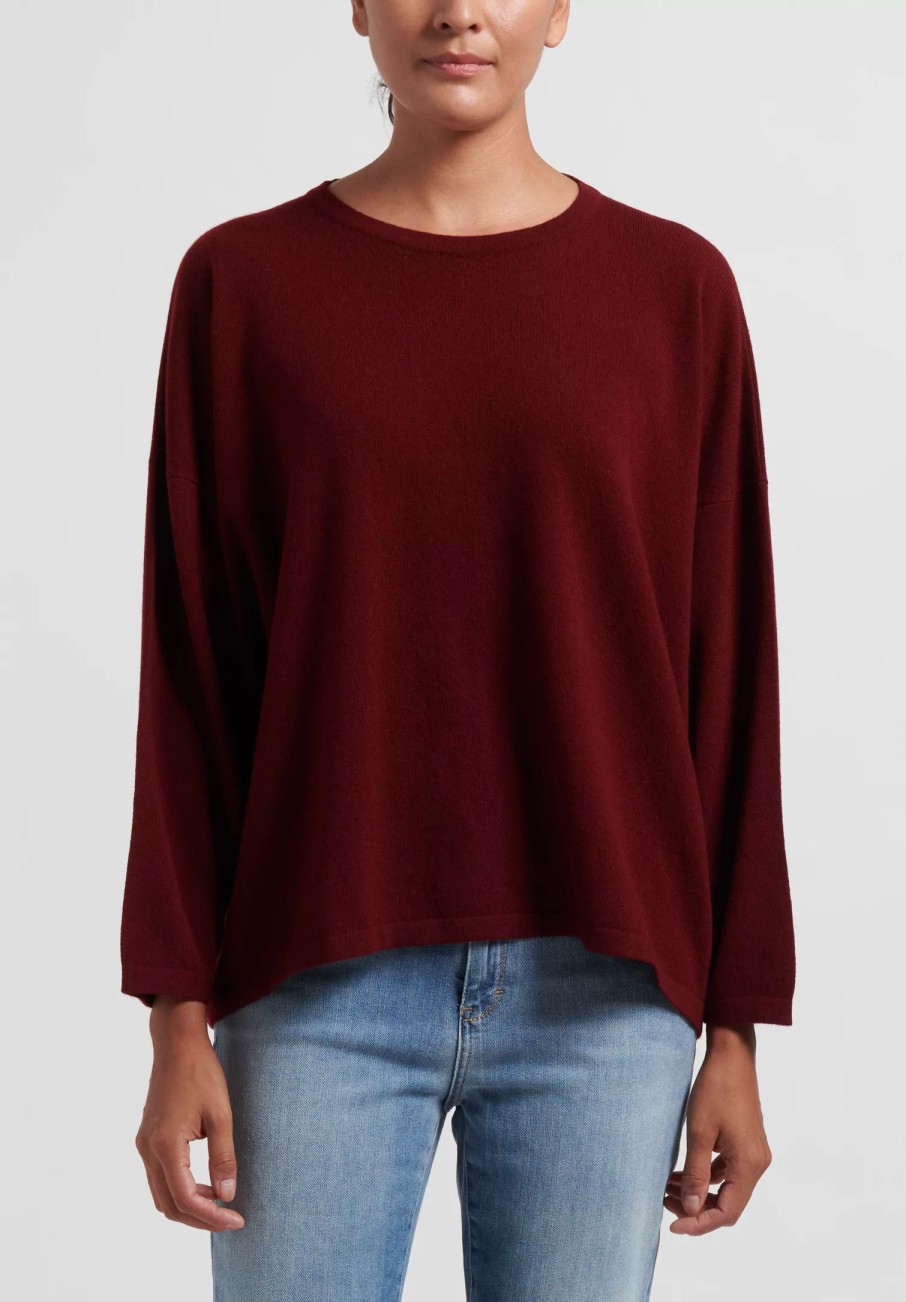 Hania New York Knitwear | Cashmere Sasha Short Crewneck In Drama Red