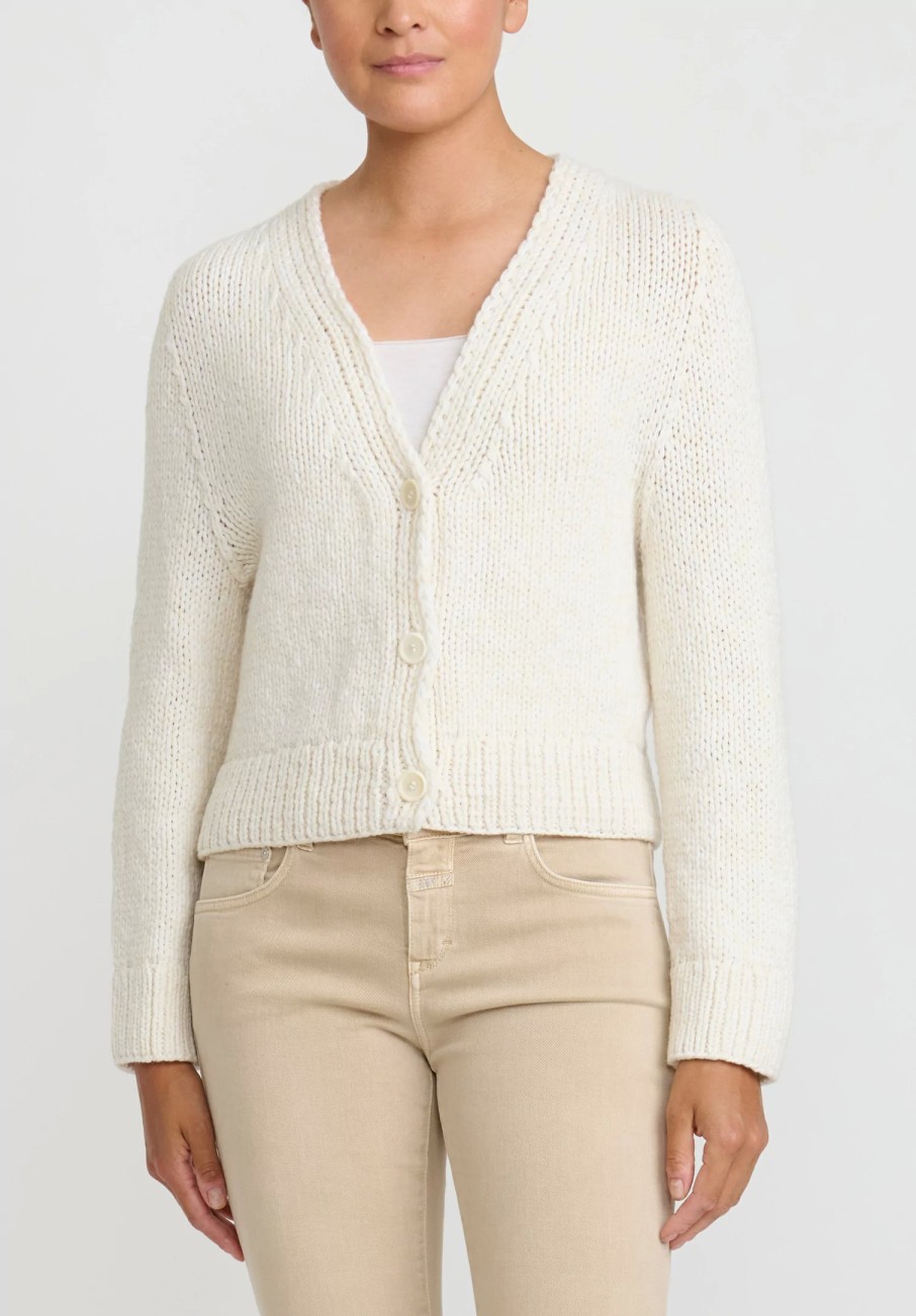 Wommelsdorff Knitwear | Hand Knit Cashmere Willa Cardigan In Off White Salt