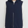 Jil Sander+ Outerwear | Jil Sander Long Hooded Down Gilet Vest In Navy Blue