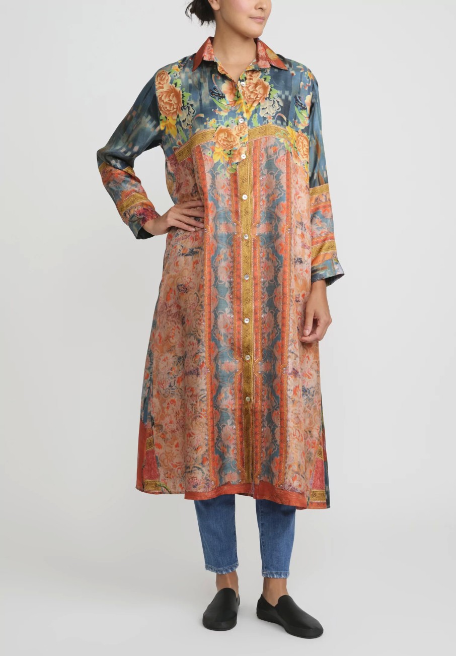 Bokja Dresses | Silk Twill Regalia Z Dress In Blue & Orange