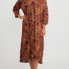 Daniela Gregis Dresses | Washed Cotton Long Kora Shirt Dress In Brown & Pink Flowers