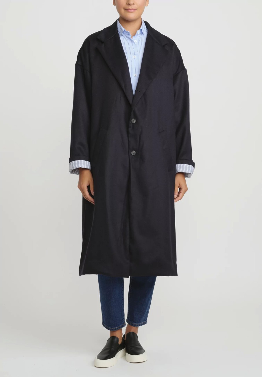 Bergfabel Coats & Dusters | Wool Oversized Moon Coat In Navy Blue