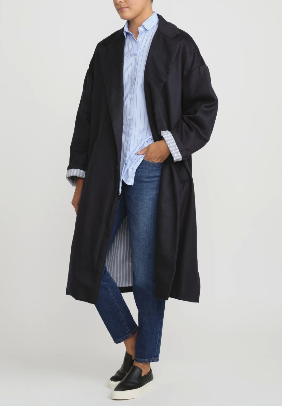 Bergfabel Coats & Dusters | Wool Oversized Moon Coat In Navy Blue