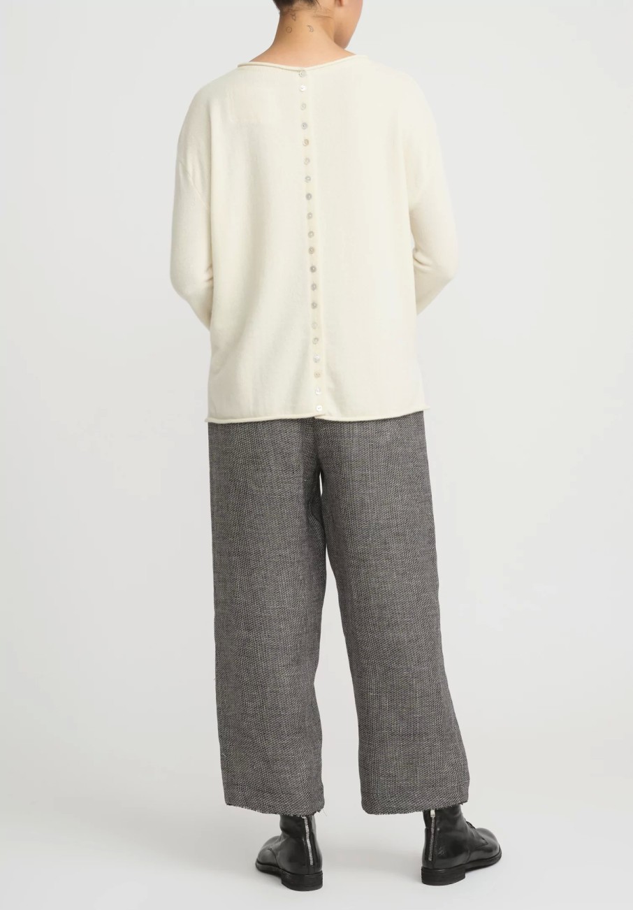 A Tentative Atelier Knitwear | Loro Piana Cashmere Loose Pocket Sweater In Off White