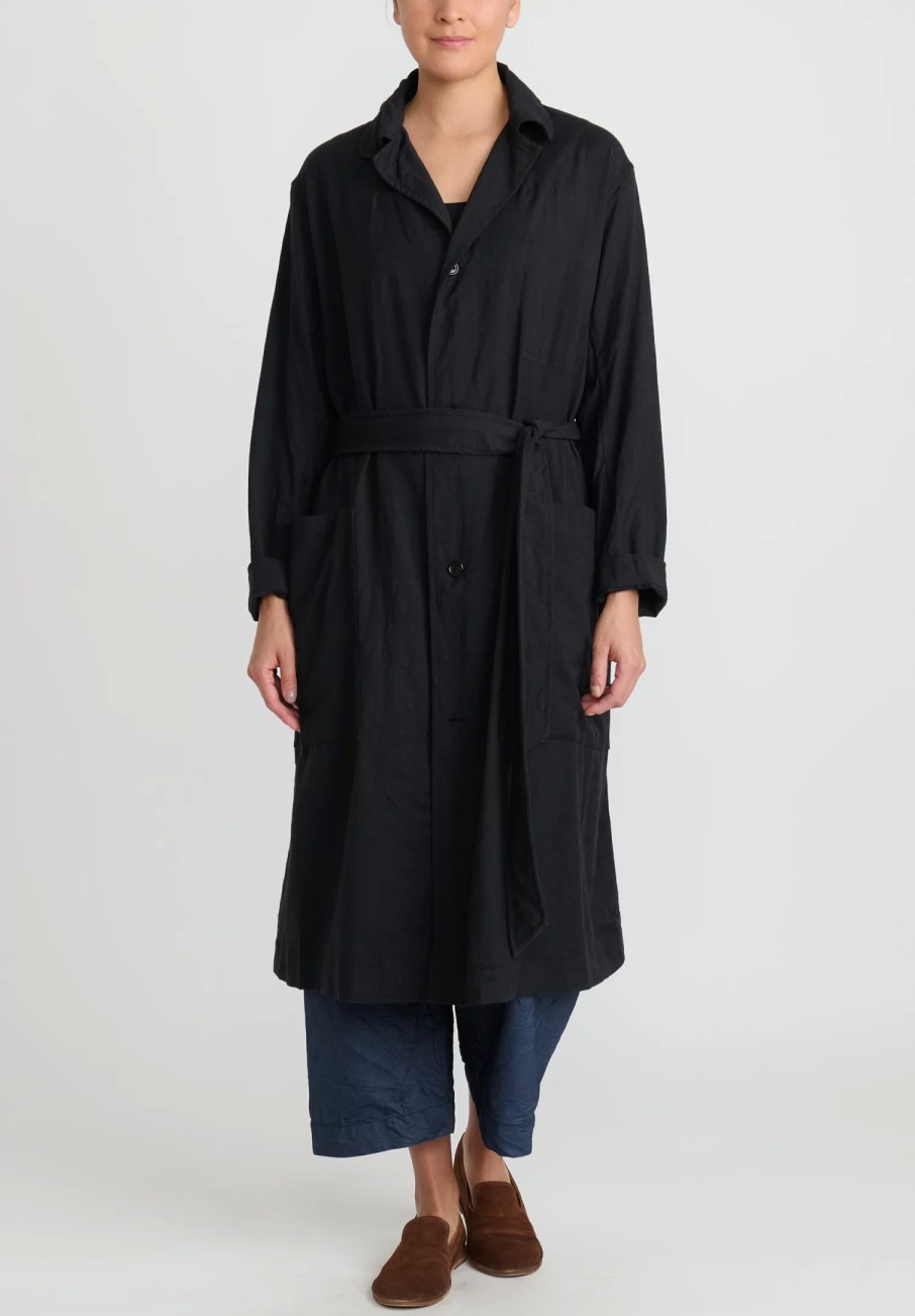 Chez Vidalenc Coats & Dusters | Wool Mar Trench Coat In Black