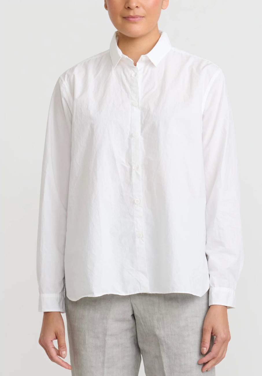 Bergfabel Shirts & Blouses | Washed Paper Cotton ''Tyrol'' Shirt In White