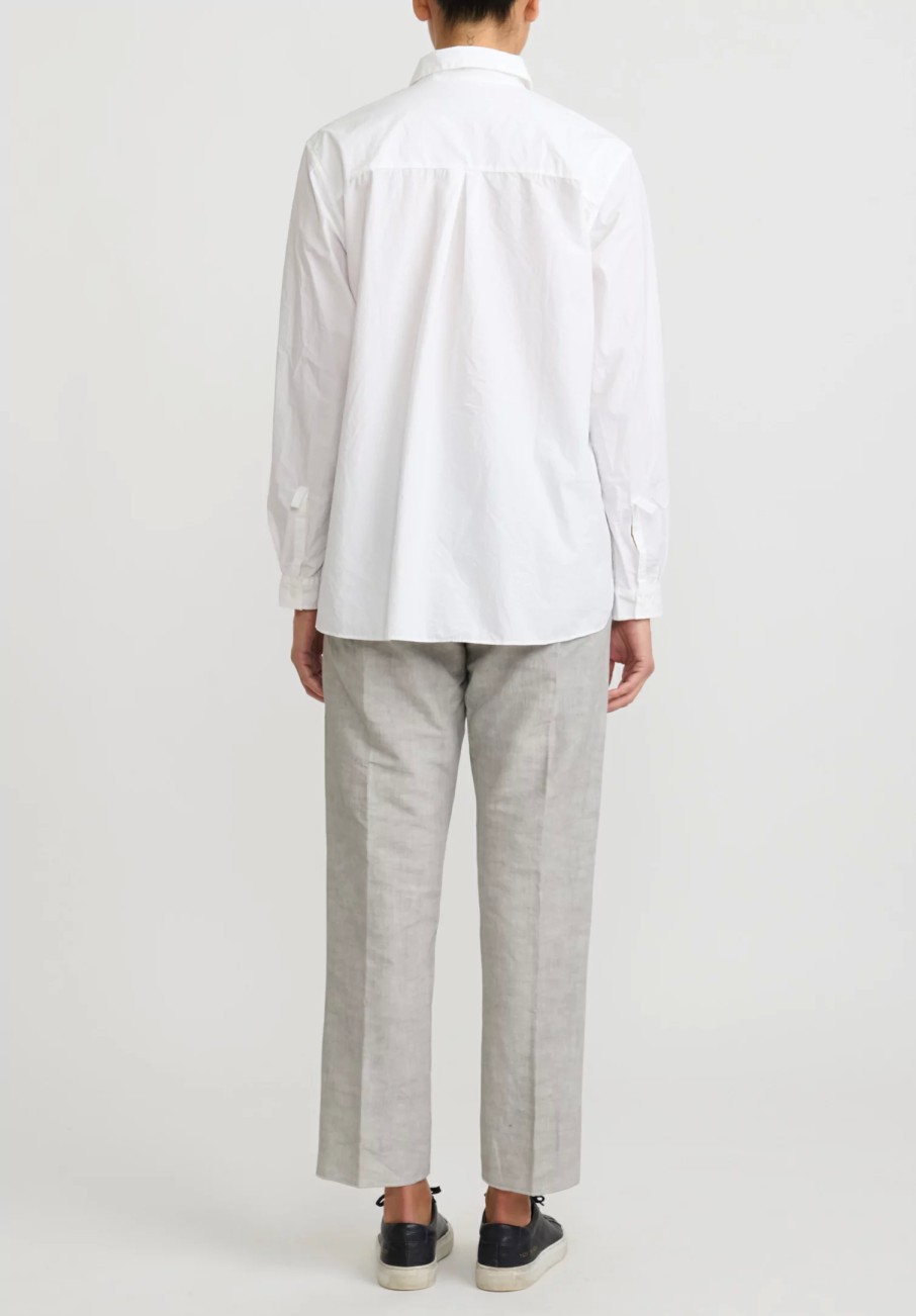 Bergfabel Shirts & Blouses | Washed Paper Cotton ''Tyrol'' Shirt In White