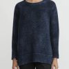 Avant Toi Knitwear | Hand-Painted Side Slit Sweater In Nero Lake Blue