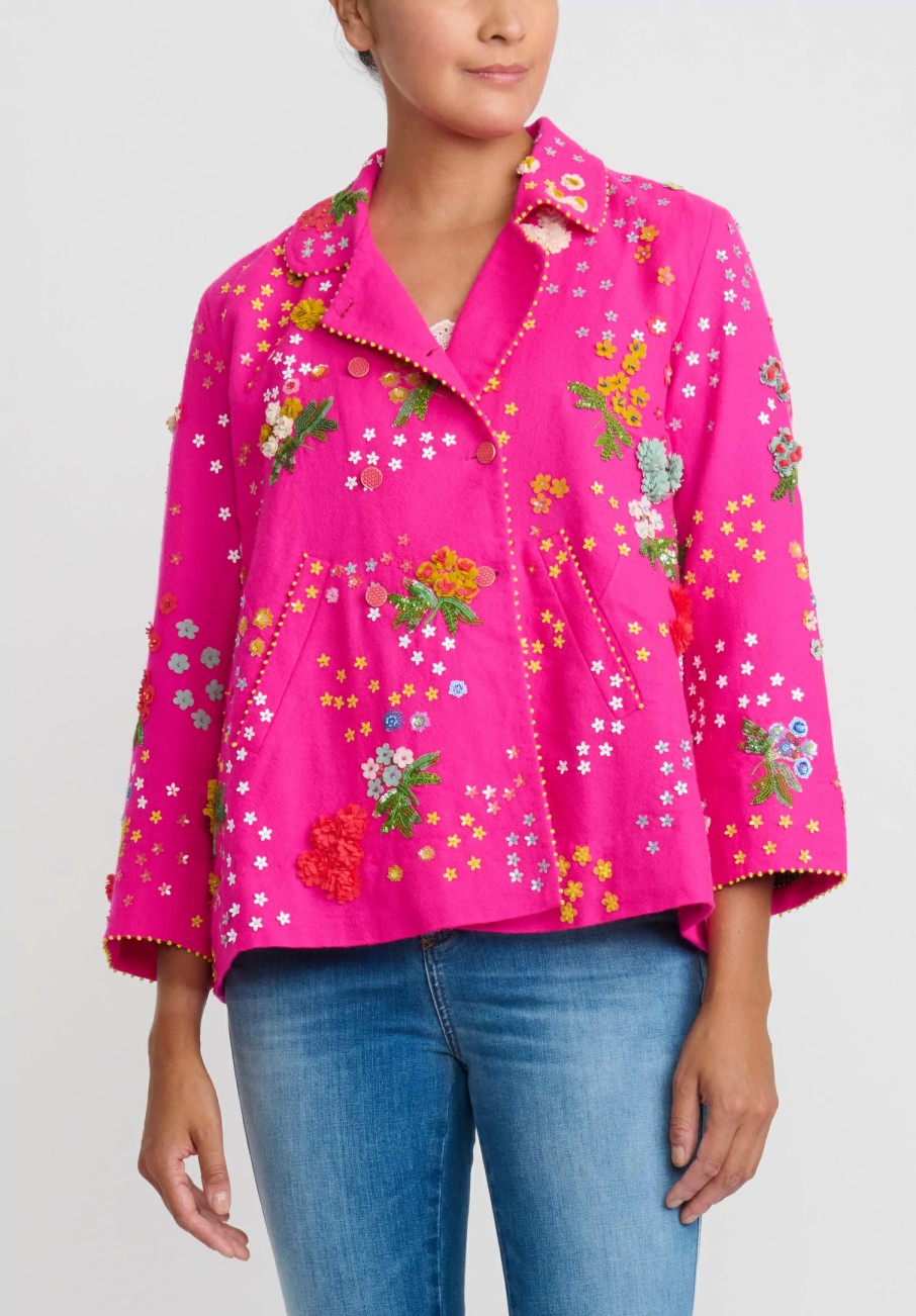 Péro Jackets | Forget-Me-Not Wool & Silk Double Breasted Jacket In Pink