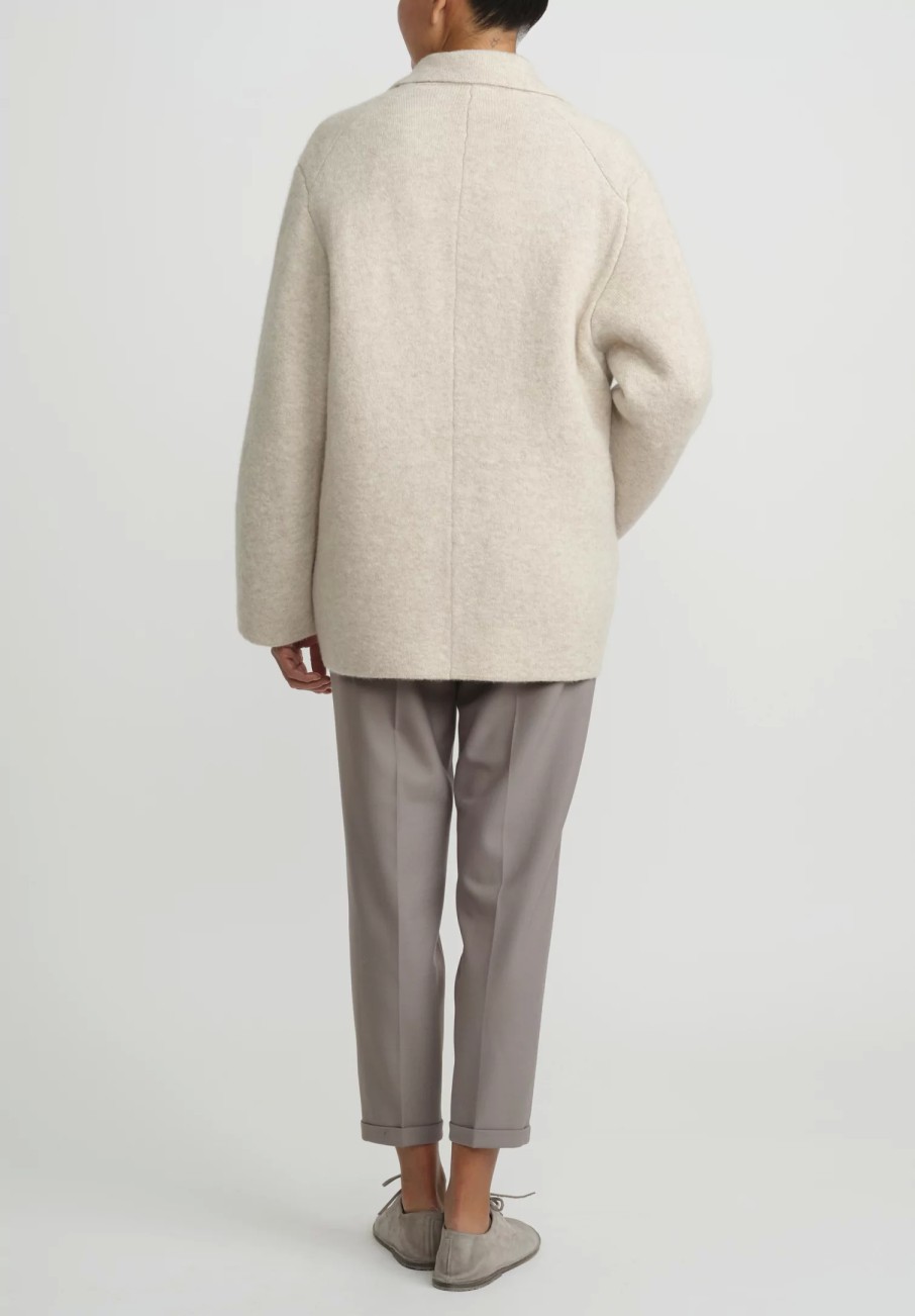 Boboutic Jackets | Cashmere & Silk Knit Jacket In Natural White