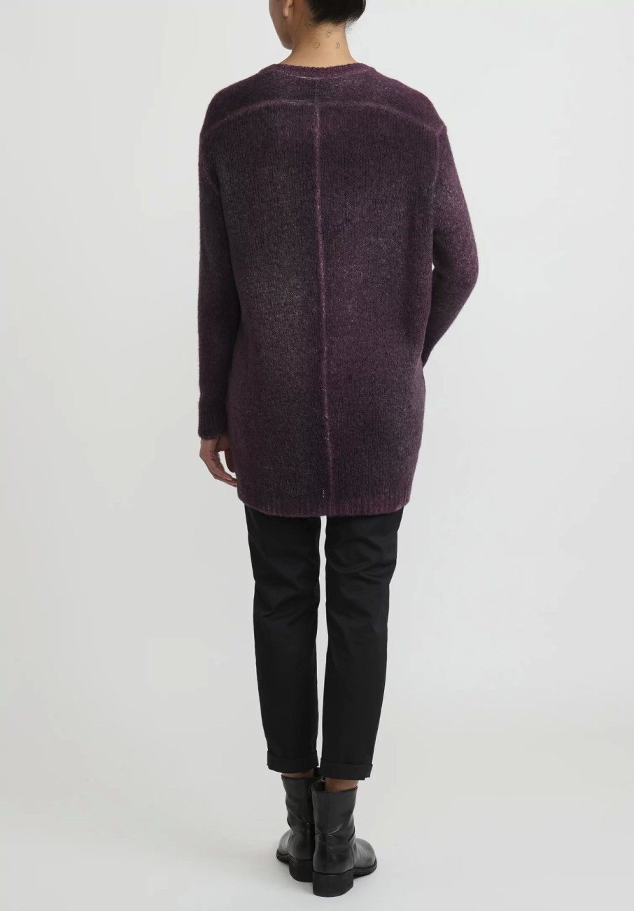 Avant Toi Knitwear | Hand-Painted Long Cashmere Sweater In Nero Rhubarb Purple