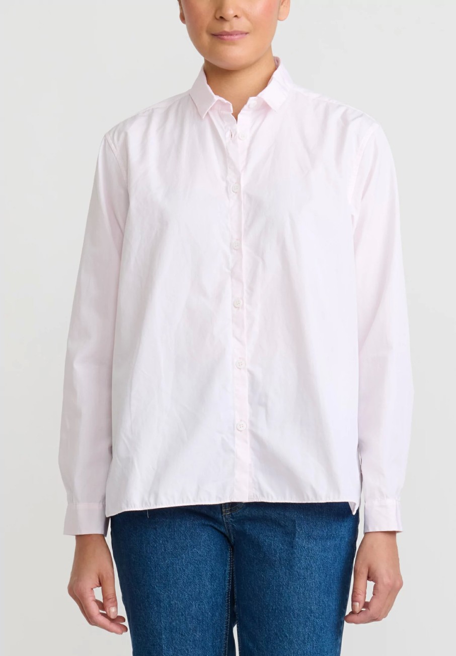 Bergfabel Shirts & Blouses | Washed Paper Cotton Loose Tyrol Shirt In Pale Pink