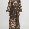 By Walid Dresses | Antique Silk Piano Shawl Oversized Dress In Brown & Pink Roses