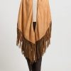 Alonpi Ponchos | Cashmere ''Fabia Stola'' Triangolo Bordo Cape In Caramel Brown