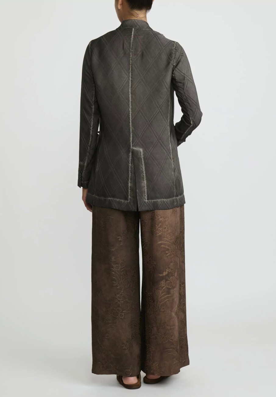 Uma Wang Jackets | Silk Khloe Jacket In Grey Brown Check