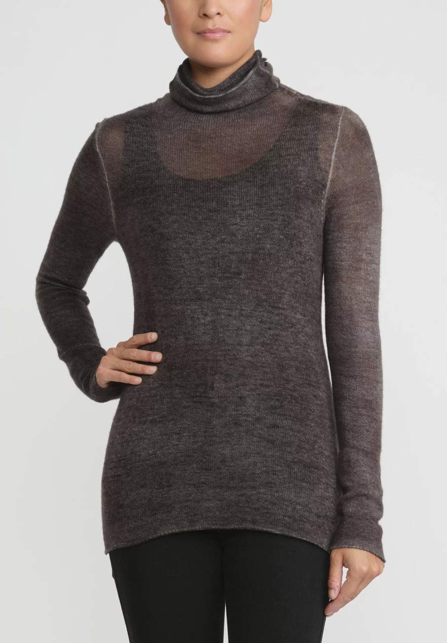 Avant Toi Knitwear | Cashmere Garza Turtleneck Sweater In Nero Mushroom Grey