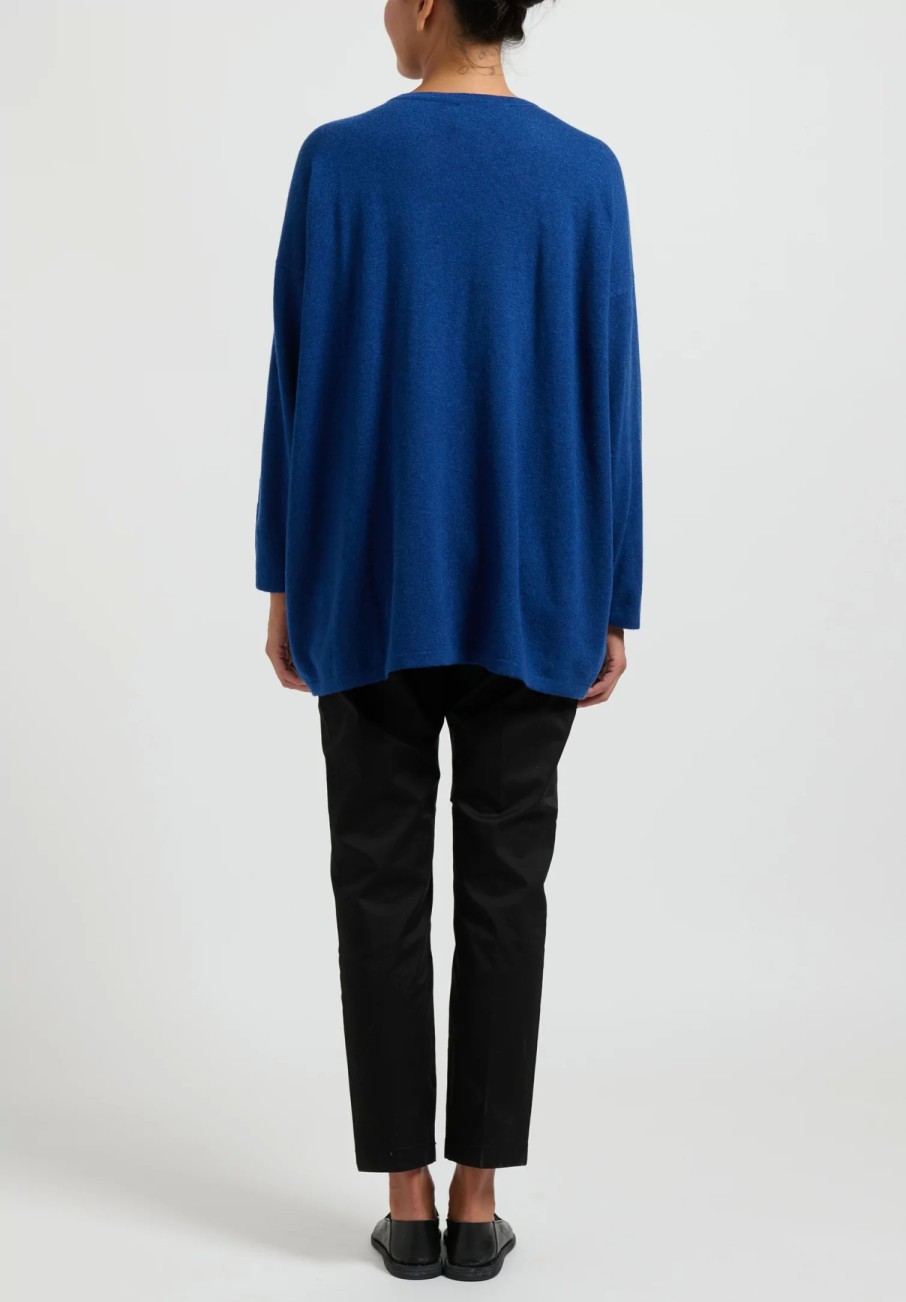 Hania New York Knitwear | Cashmere Sasha Long Crewneck In Noss Blue