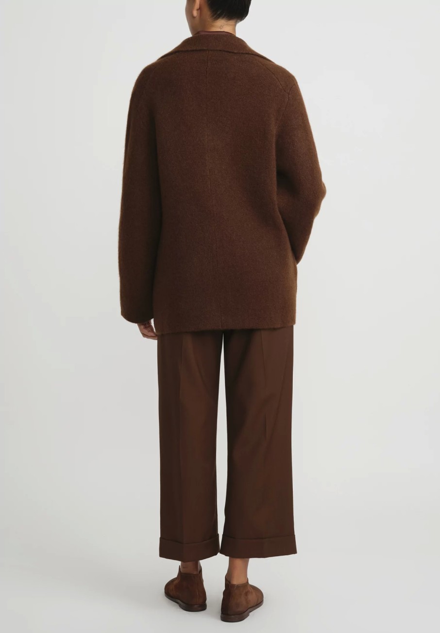 Boboutic Jackets | Cashmere & Silk Knit Jacket In Tobacco Brown