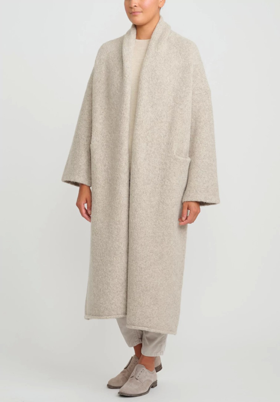 Lauren Manoogian Coats & Dusters | Alpaca Long Shawl Cardigan In Pebble Grey