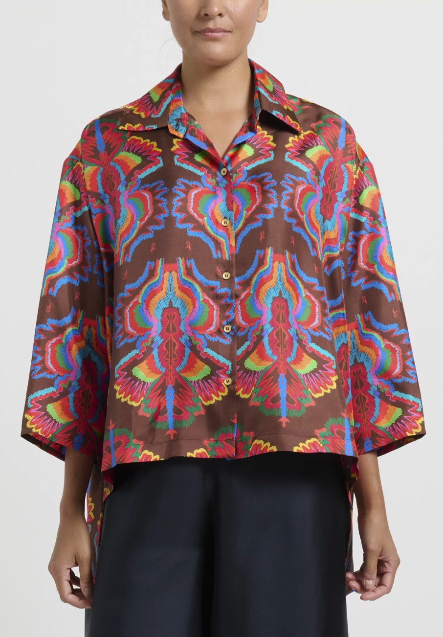 Rianna + Nina Shirts & Blouses | Silk ''Kathi'' Shirt In Horos Brown