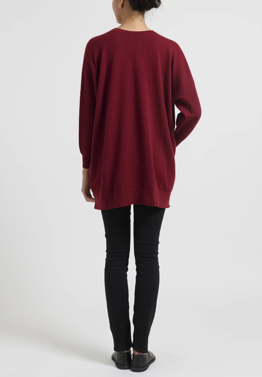 Hania New York Knitwear | Cashmere Marley Crewneck Sweater In Russet Red