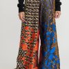 Biyan Pants | Embroidered Silk Print Pant In Blue And Orange