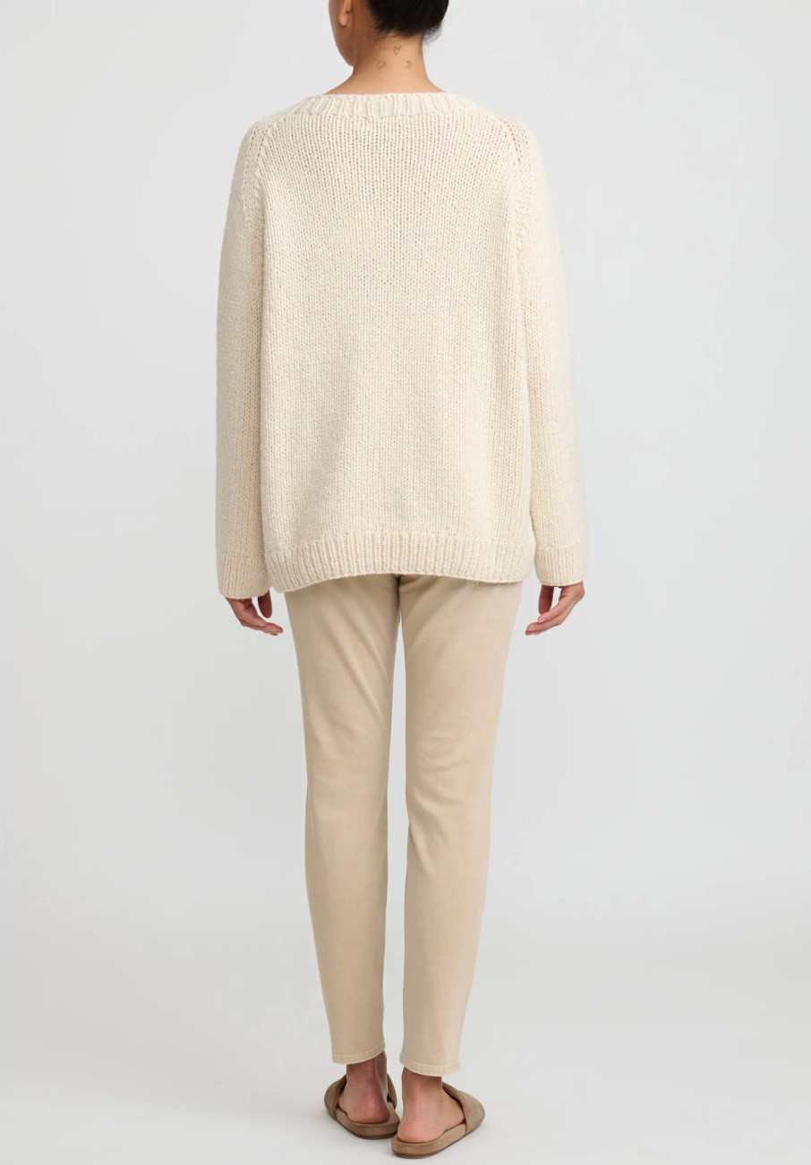 Wommelsdorff Knitwear | Hand Knit Alva Cashmere Sweater In Off White/Oatmeal