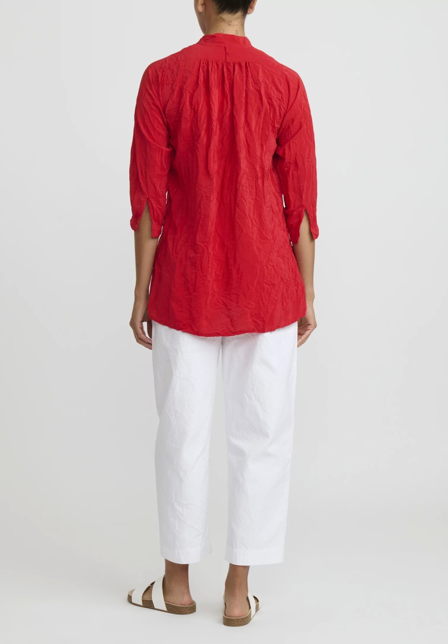 Daniela Gregis Tops | Washed Silk Pepe Kora Shirt In Rosso Red