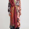 Biyan Decorative Coats | Silk Ryke Patchwork Print Coat In Copper & Yellow Multi