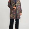 Péro Decorative Coats | Floral Embroidered Wool Double Breasted Coat In Brown Check