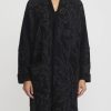 Lainey Keogh Knitwear | Cashmere And Silk Embroidered Cocoon Coat In Black