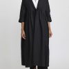 Daniela Gregis Coats & Dusters | Washed Cotton Cappotto Torte Manica Coat In Nero Black