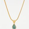 Prounis Pendants | 22K, Green-Blue Tourmaline Tear Drop Pendant