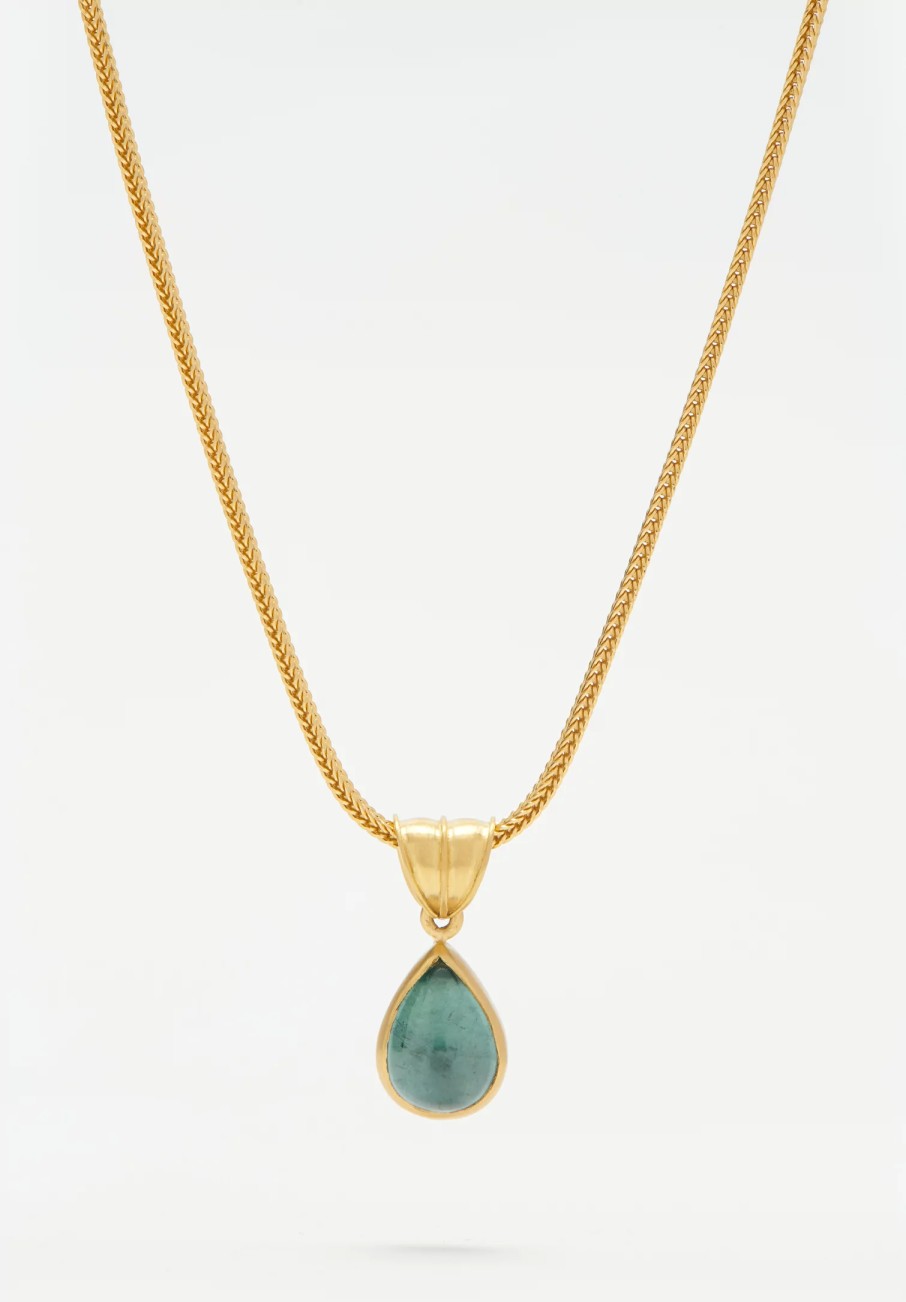 Prounis Pendants | 22K, Green-Blue Tourmaline Tear Drop Pendant