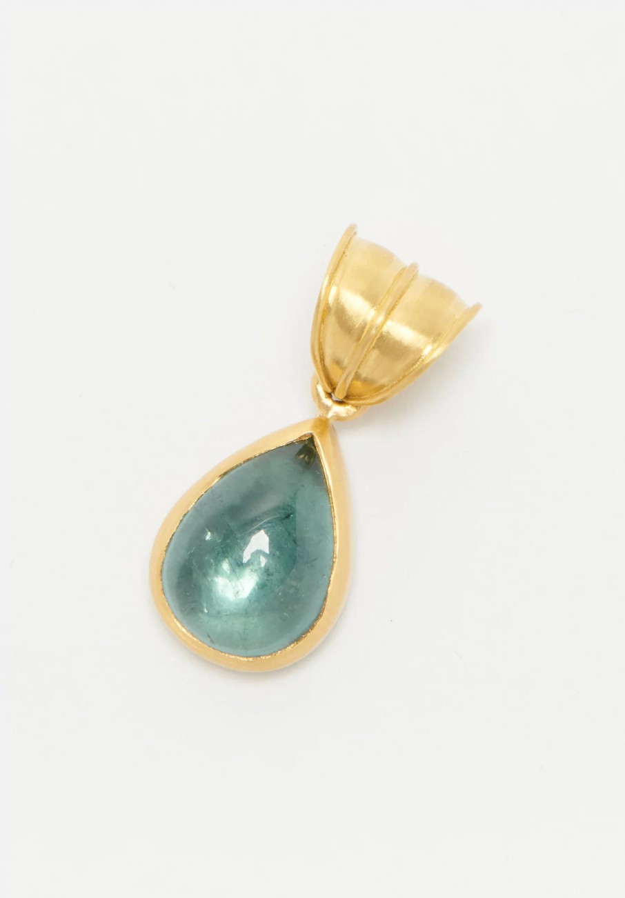 Prounis Pendants | 22K, Green-Blue Tourmaline Tear Drop Pendant