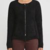 Rundholz Jackets | Raccoon Hair Flared Zip Cardigan In Black