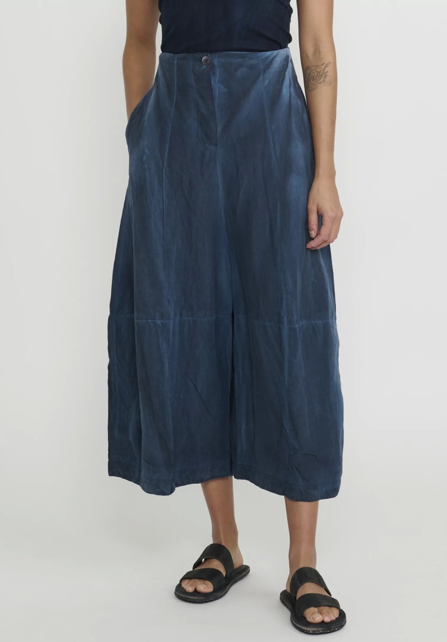 Gilda Midani Pants | Solid Cotton Egg Pants In Last Blue