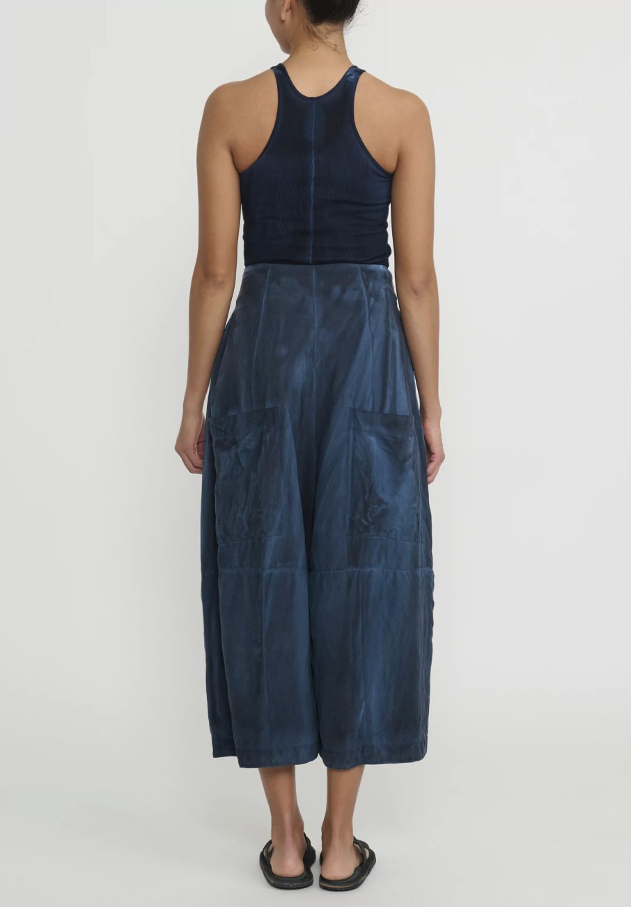 Gilda Midani Pants | Solid Cotton Egg Pants In Last Blue