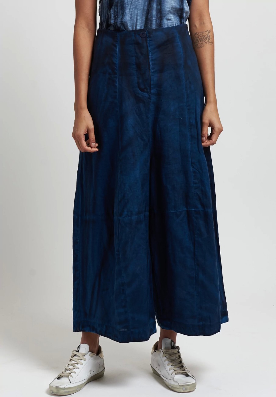 Gilda Midani Pants | Linen Egg Pants In Indigo Blue