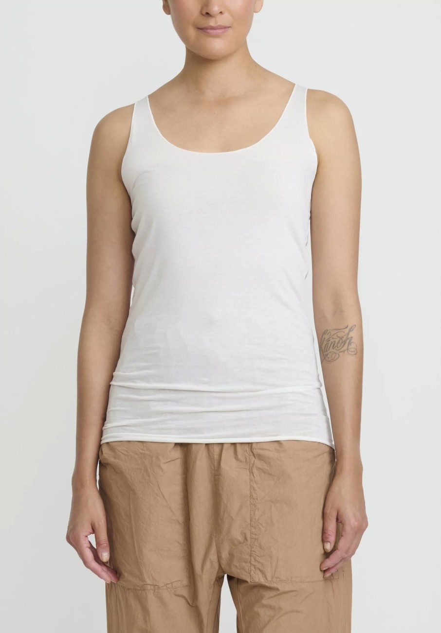 Album di Famiglia Tops | Cotton Canotta Tank Top In Milk White