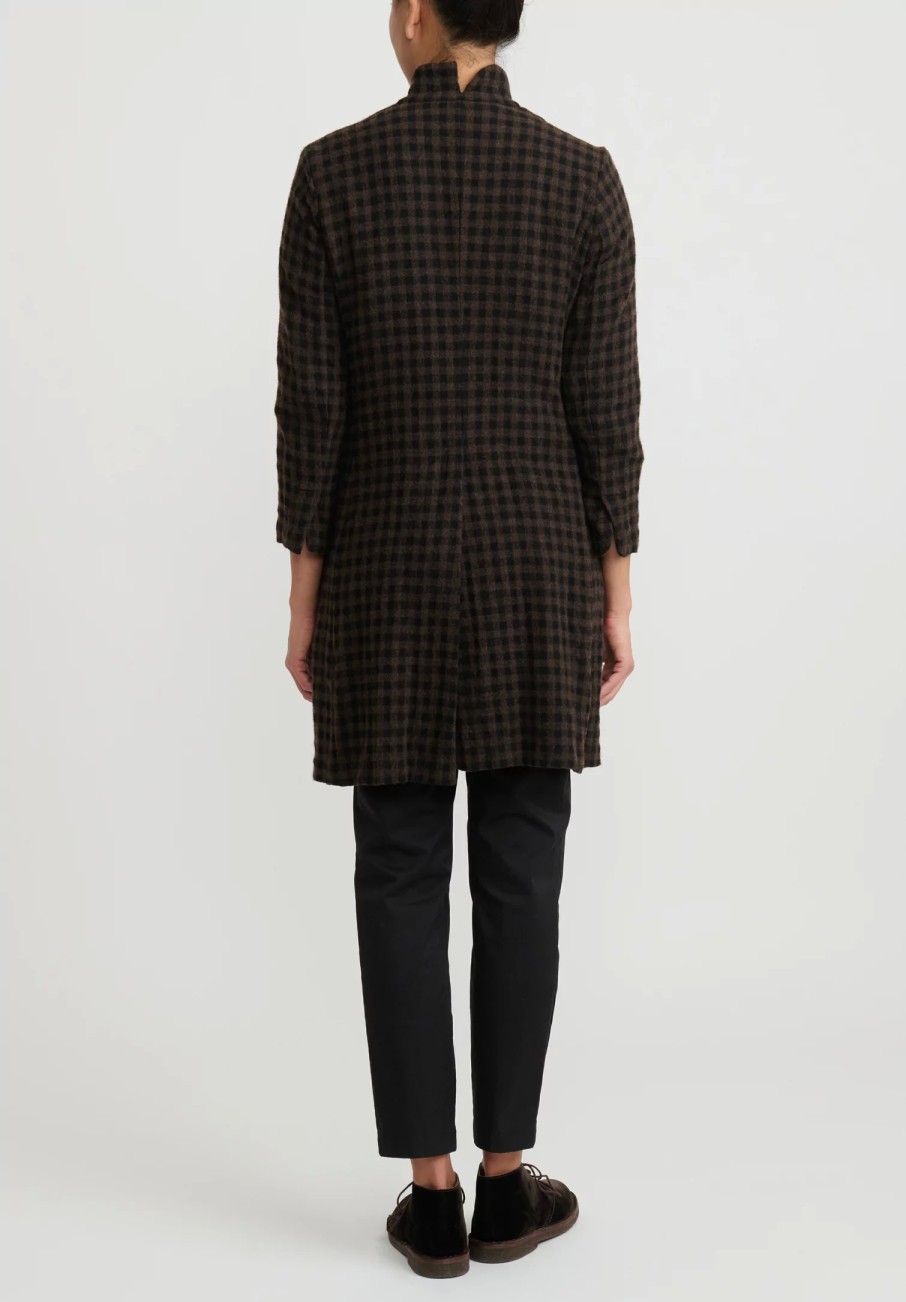 Daniela Gregis Coats & Dusters | Cashmere Checkered ''Marta'' Jacket In Black & Marrone Brown